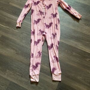 Soft Pink Tropical Print Footies with Long Sleeves